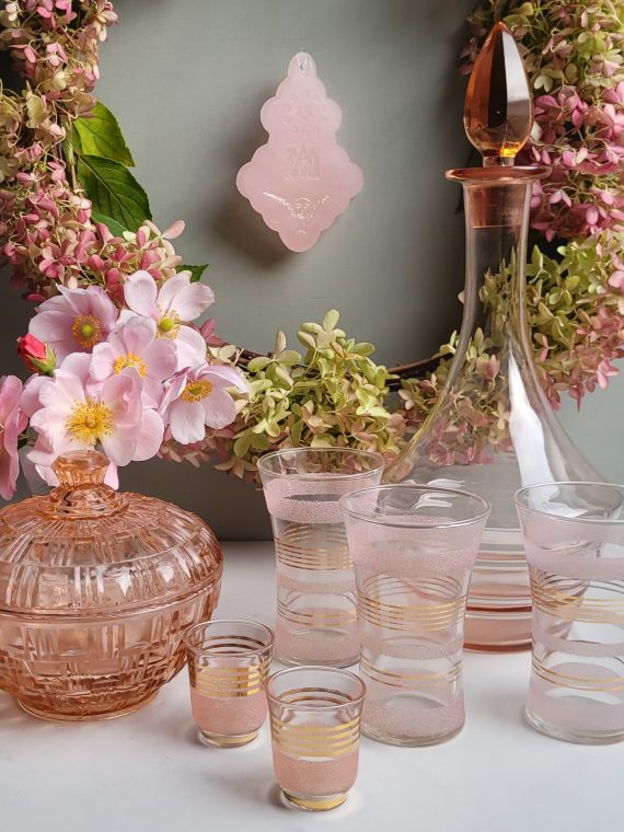 Set de 8 verres granités roses