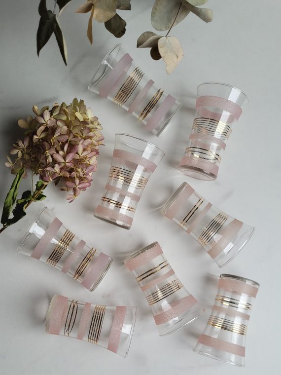 Set de 8 verres granités roses