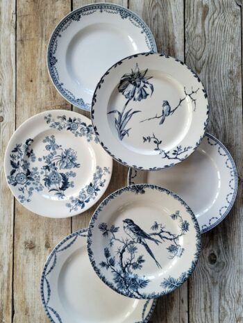 Table bleue - Set de 6 assiettes dépareillées